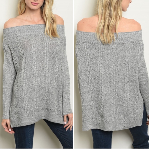 Long sleeve off the shoulder knit sweater. - Picture 3 of 4
